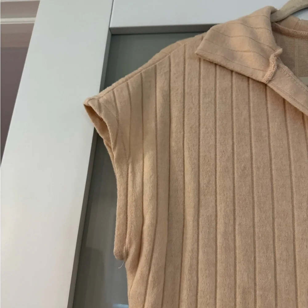Beige Cream Ribbed Midi Dress - Picture 9 of 15